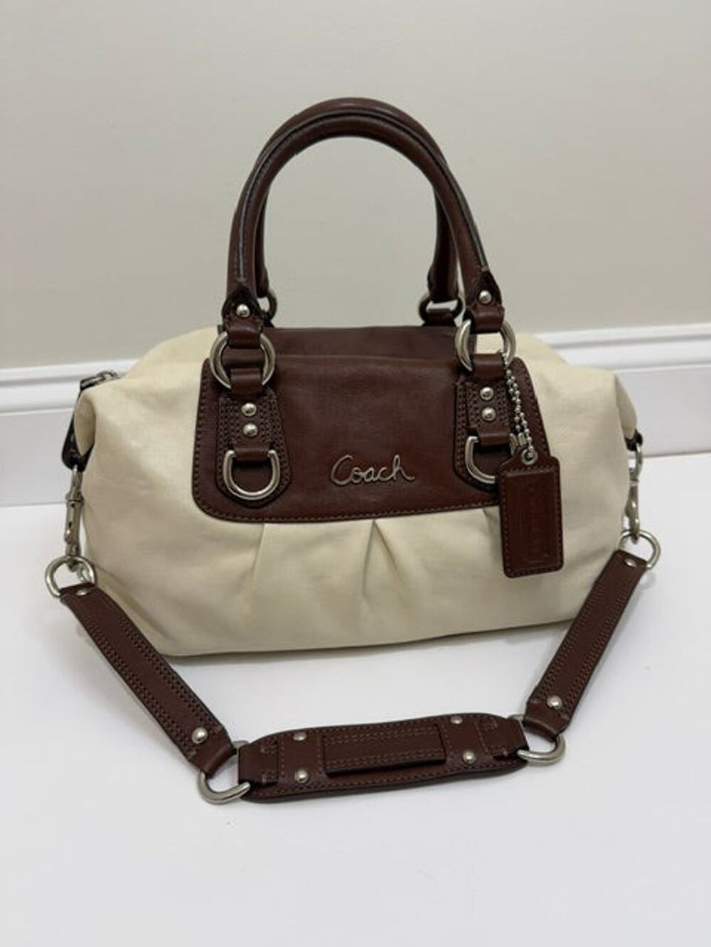 Coach Ashley Two‑Tone Leather Satchel F15445